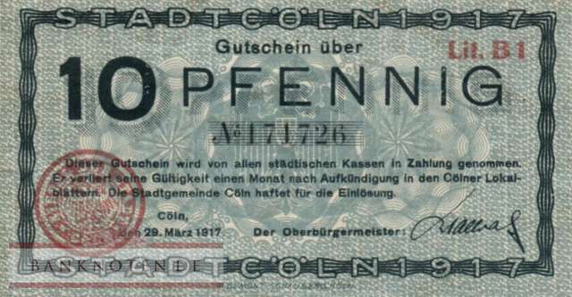 Köln - 10  Pfennig (#VAK030_1a_VF)