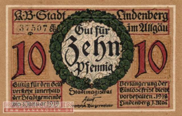 Lindenberg i. Allgäu - 10  Pfennig (#VAL047_3a_UNC)