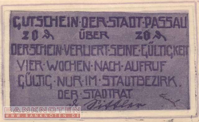 Passau - 20  Pfennig (#VAP007_10f_UNC)