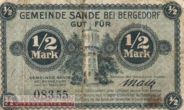 Sande bei Bergedorf - 1/2  Mark (#VAS010_1_VG)