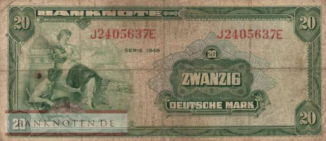 Germany - 20  Deutsche Mark (#WBZ-06_F)