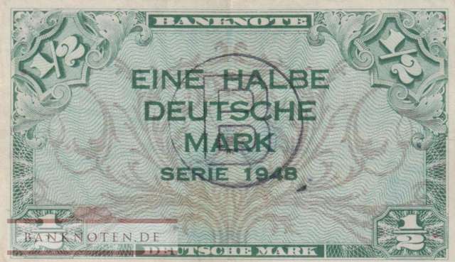 Germany - 1/2  Deutsche Mark (#WBZ-13a_VF)