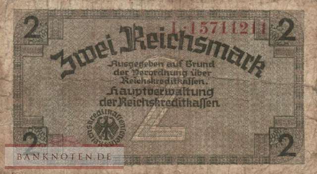 Germany - 2  Reichsmark (#ZWK-003b_VG)