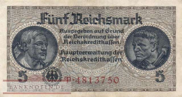 Germany - 5  Reichsmark (#ZWK-004a_VF)