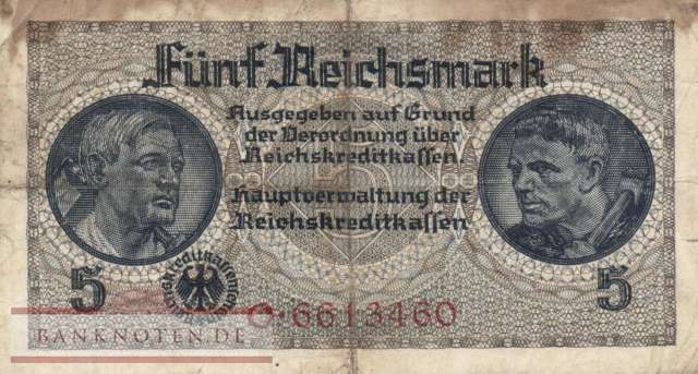 Germany - 5  Reichsmark (#ZWK-004a_VG)