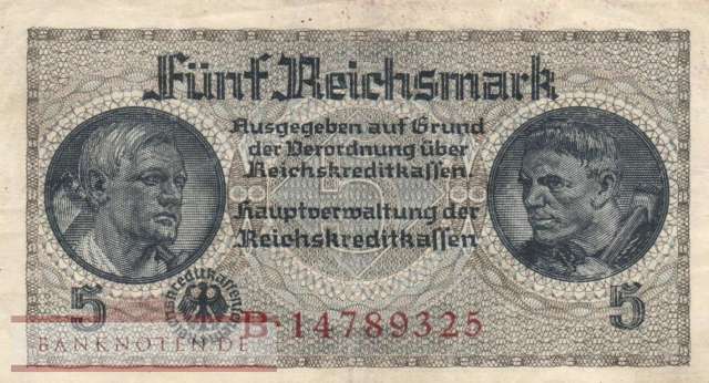 Germany - 5  Reichsmark (#ZWK-004b_VF)