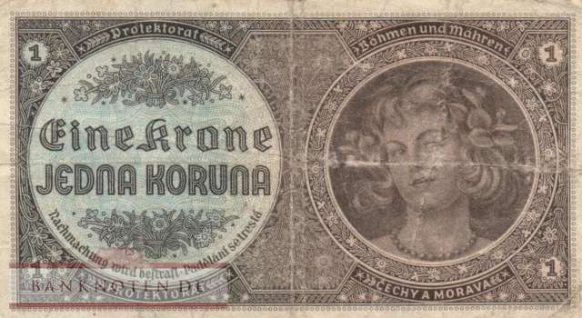 Protectorate of Bohemia and Moravia - 1  Krone (#ZWK-009a_VF)