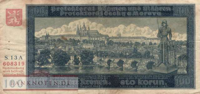 Protectorate of Bohemia and Moravia - 100  Kronen (#ZWK-011a_F)