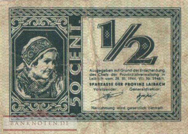 German occupation of Ljubljana - 1/2  Lira (#ZWK-075_F)