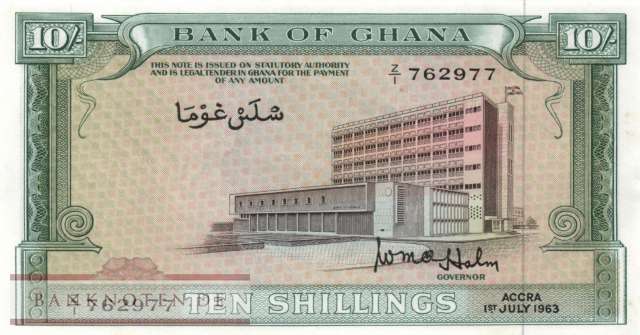 Ghana - 10  Shillings (#001d_UNC)