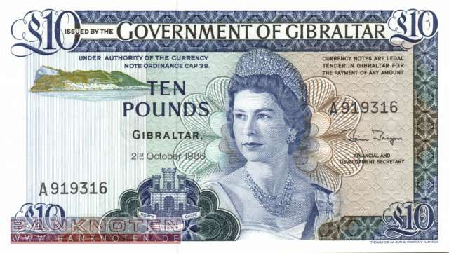 Gibraltar - 10  Pounds (#022b_UNC)