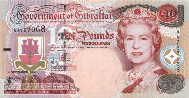 Gibraltar - 10  Pounds (#032a_UNC)