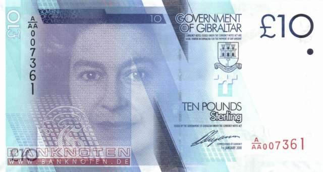 Gibraltar - 10  Pounds (#036a_UNC)