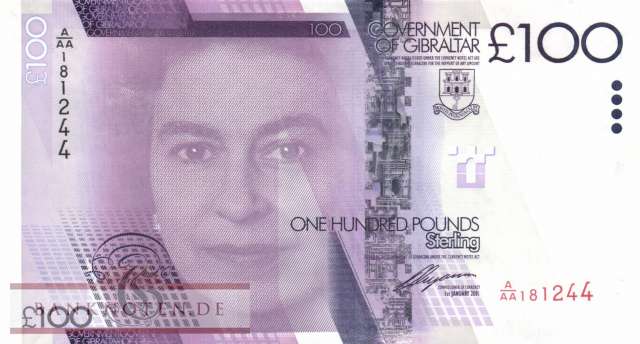 Gibraltar - 100  Pounds (#039_UNC)