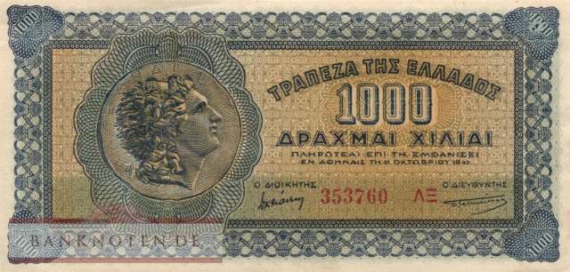 Griechenland - 1.000  Drachmai (#117b-1_VF)