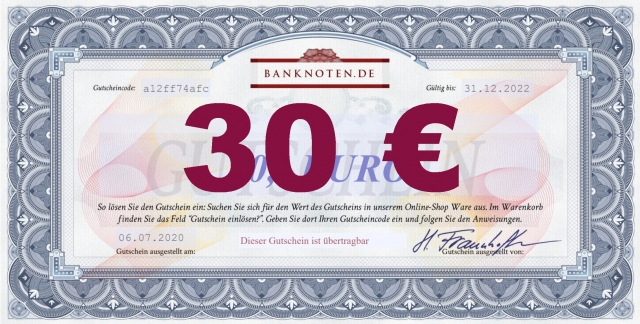 30 EUR Gutchein für www.banknoten.de