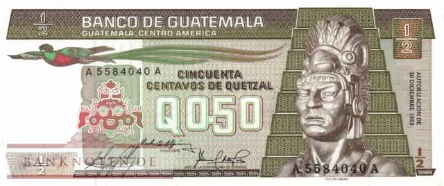 Guatemala - 1/2  Quetzal (#065-8312_UNC)