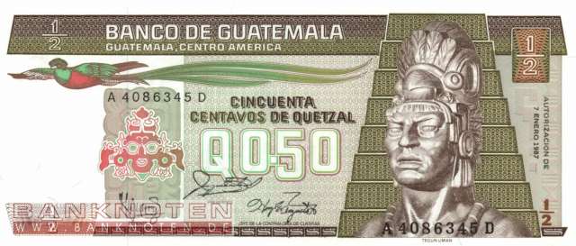 Guatemala - 1/2  Quetzal (#065-87-U1_UNC)