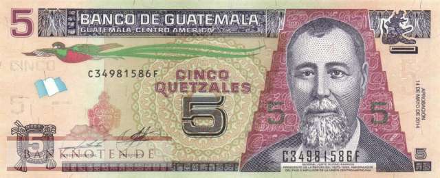 Guatemala - 5  Quetzales - Papier (#122Aa_UNC)