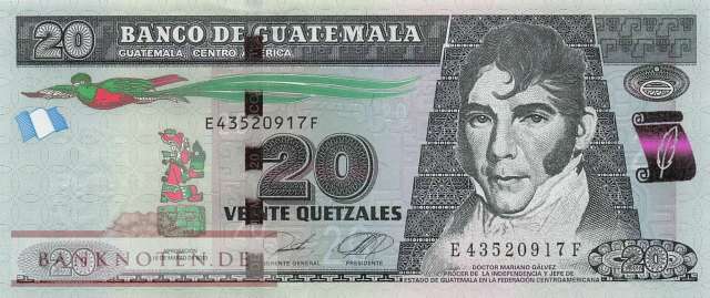 Guatemala - 20  Quetzales (#124j_UNC)
