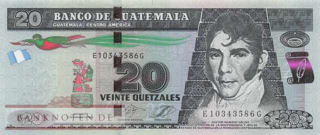Guatemala - 20  Quetzales (#124k_UNC)