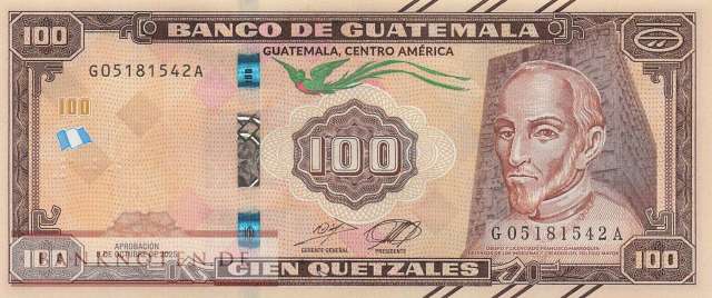 Guatemala - 100  Quetzales - 80 years... (#130_UNC)