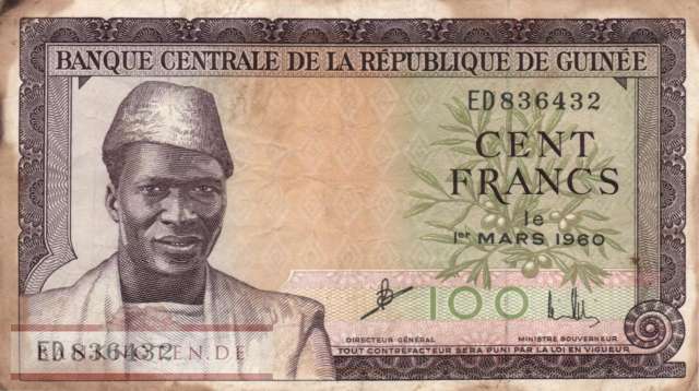 Guinea - 100  Francs (#013a_VG)