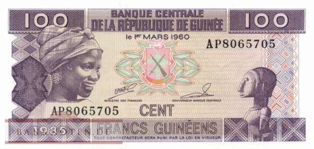 Guinea - 100  Francs Guinéens (#030a-1_UNC)