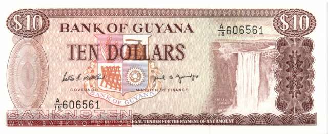 Guyana - 10  Dollars (#023d_UNC)
