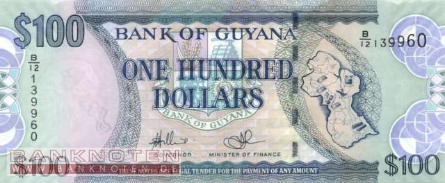 Guyana - 100  Dollars (#036b-1_UNC)