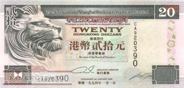 Hong Kong - 20  Dollars (#201a-94_UNC)
