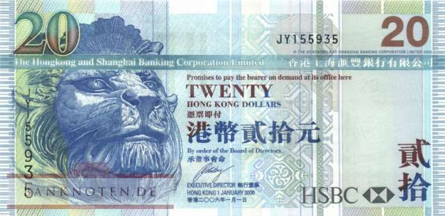 Hong Kong - 20  Dollars (#207c_UNC)