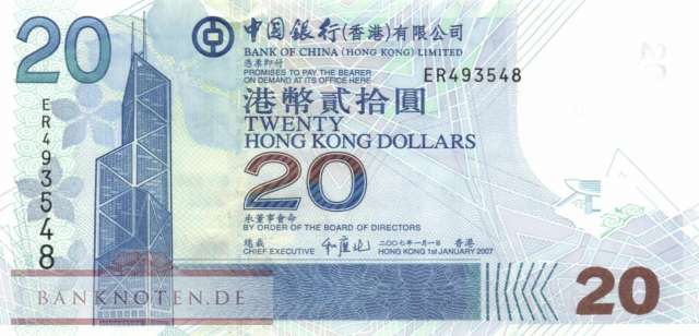 Hong Kong - 20  Dollars (#335d_UNC)