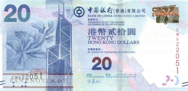 Hong Kong - 20  Dollars (#341c_UNC)