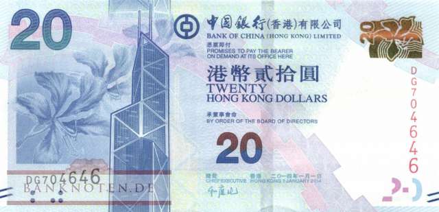 Hong Kong - 20  Dollars (#341d_UNC)