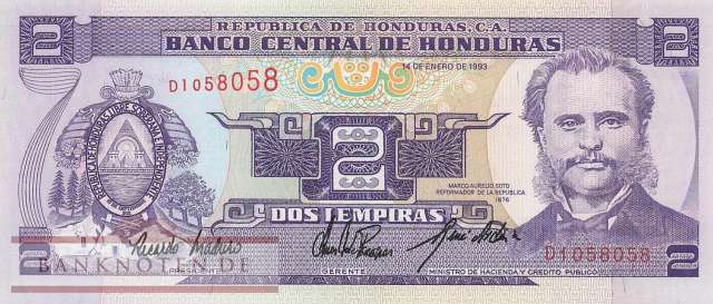 Honduras - 2  Lempiras (#072a_UNC)