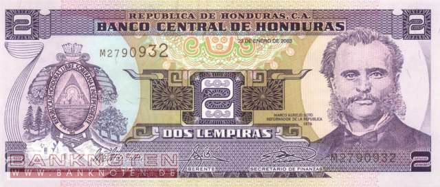 Honduras - 2  Lempiras (#080Ad_UNC)