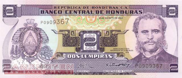 Honduras - 2  Lempiras (#080Ae_UNC)