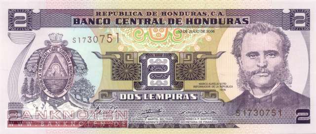 Honduras - 2  Lempiras (#080Af_UNC)