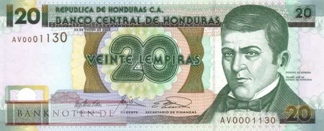 Honduras - 20  Lempiras (#087b_UNC)