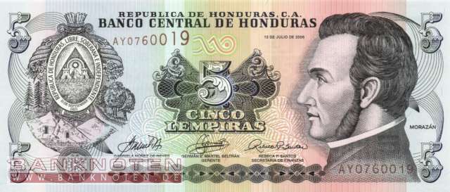 Honduras - 5  Lempiras (#091a_UNC)