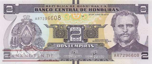 Honduras - 2  Lempiras (#097d_UNC)