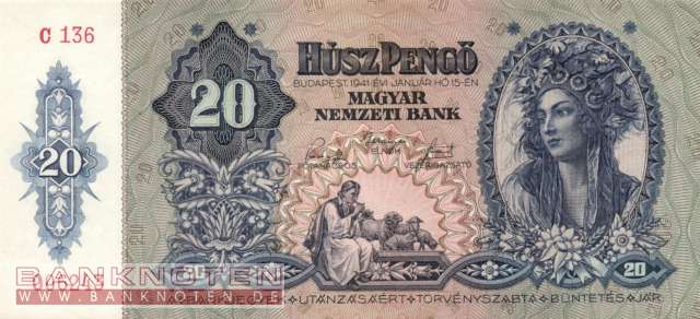 Ungarn - 20  Pengö (#109_AU)