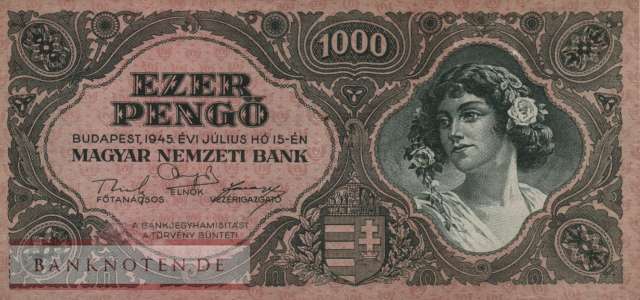 Ungarn - 1.000  Pengö (#118a_VF)