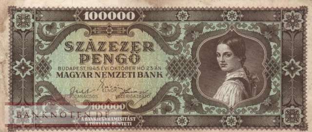 Ungarn - 100.000  Pengö (#121a_VG)
