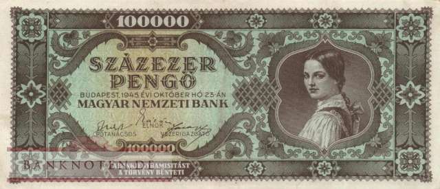 Ungarn - 100.000  Pengö (#121a_XF)