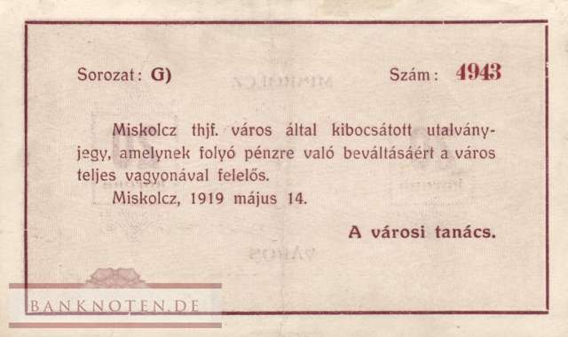 Ungarn - Miskolcz - 20  Korona (#MIS_007-4_F)