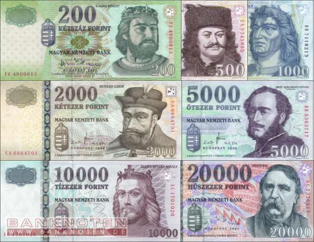 Banknoten De Ungarn Ungarn 200 20 000 Forint 7 Banknoten