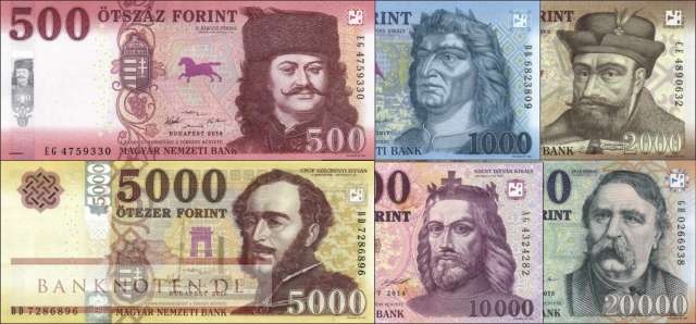 Hungary: 500 - 20.000 Forint (6 banknotes)