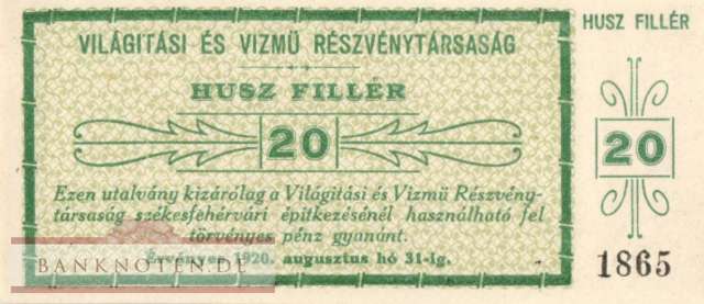 Ungarn - Szekesfehervar - 20  Filler (#SZF_001-1_UNC)